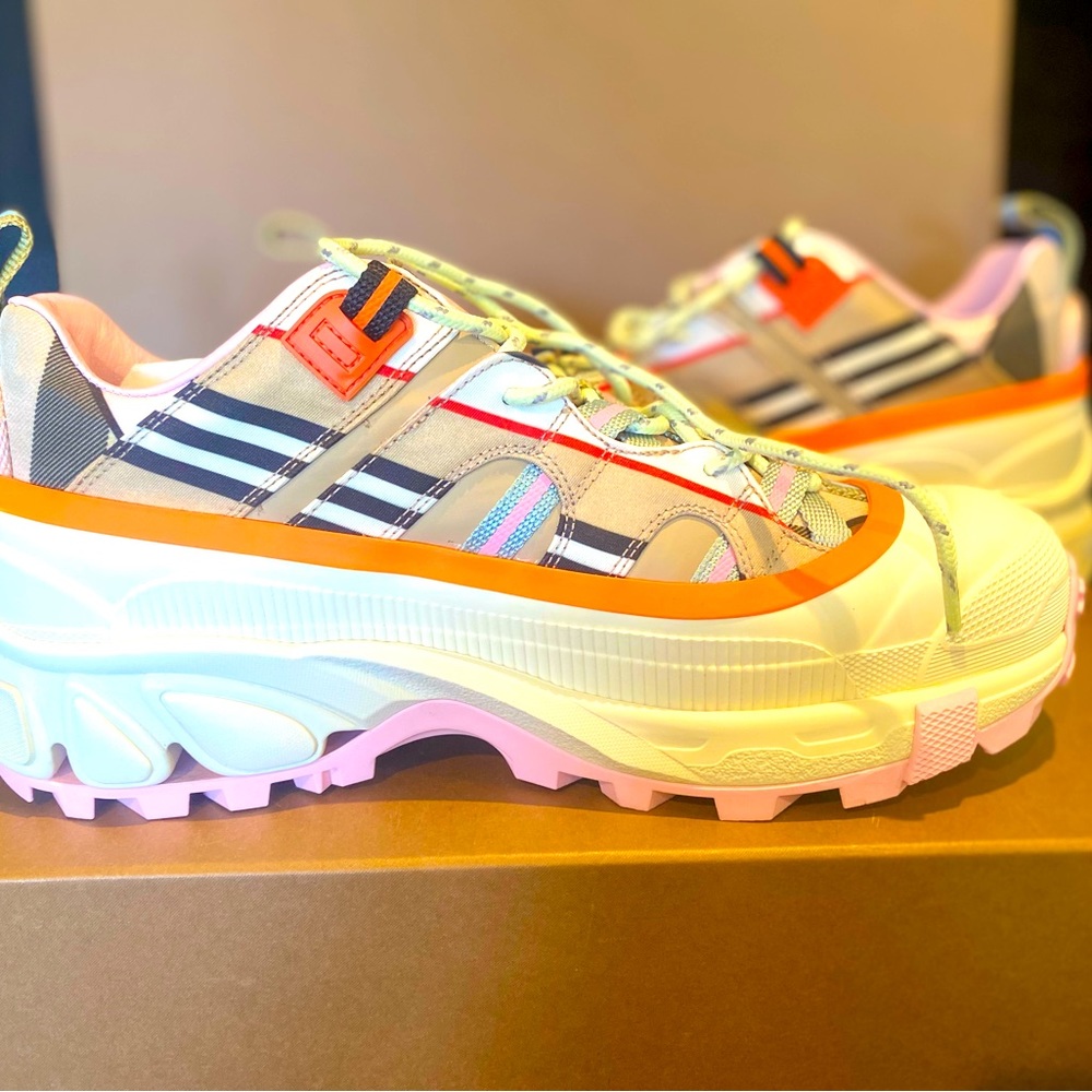 Burberry
Arthur Icon Stripe Cotton amp Leather Sneakers
